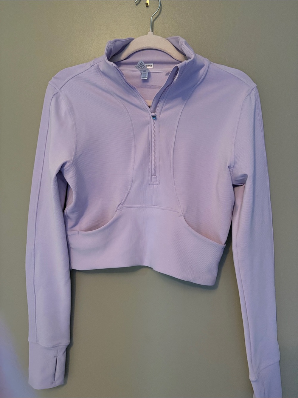 Cropped Lavender Quarter-Zip Performance Top